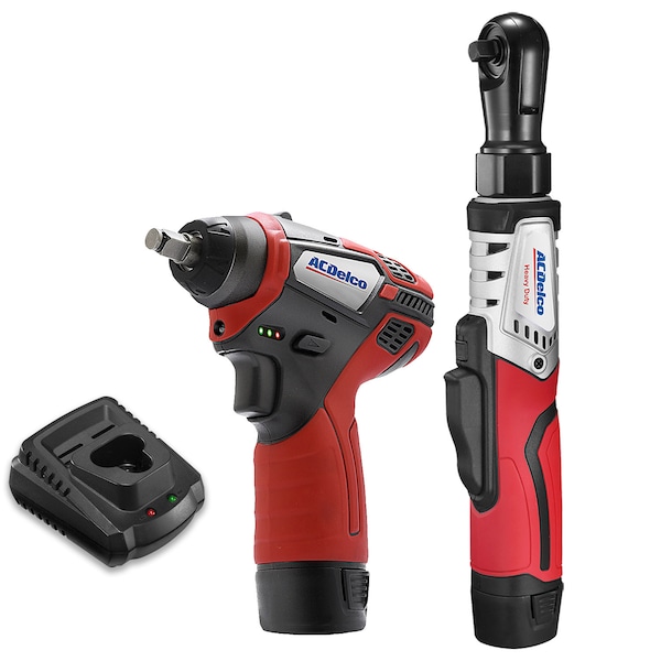 G12 K1 Combo 3/8" BLDC Ratchet, 3/8" Impact Wrench, 2-Battery